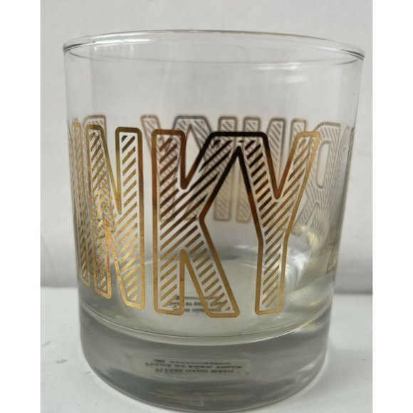 "Drinky" Clear and Gold Lowball 11 oz.‎ Whiskey Cocktail Drinking Glass - Picture 2 of 4